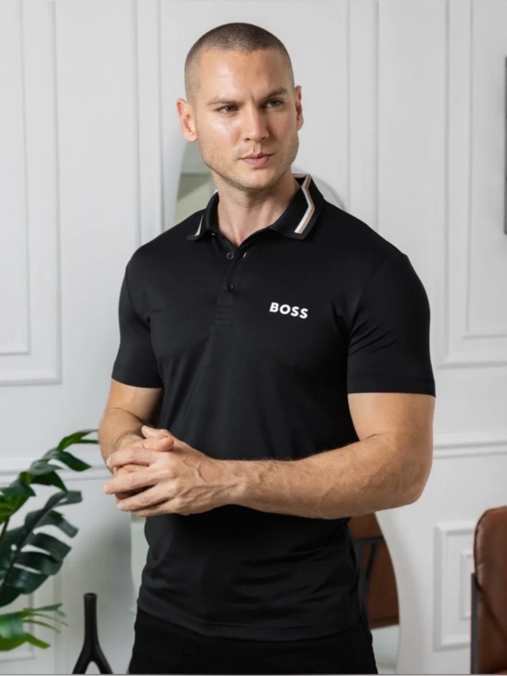 Hugo Boss Black Polo with Contrasting Trim size: XXL